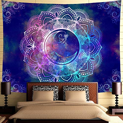 Product Cover Ameyahud Mandala Tapestry Blue Starry Night Tapestry Mandala Celestial Moon Tapestry Wall Hanging Bohemian Psychedelic Wall Tapestry Hippie Boho Trippy Tapestry for Ceiling Living Room Home Decor