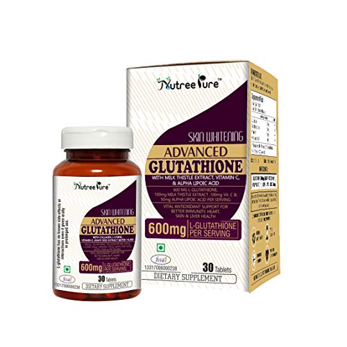 Product Cover Nutree Pure Glutathione 850 mg For Skin Whitening and Anti Aging - Enhanced with Milk Thistle Extract, Vitamin C and Alpha Lipoic Acid - 30 Tablets