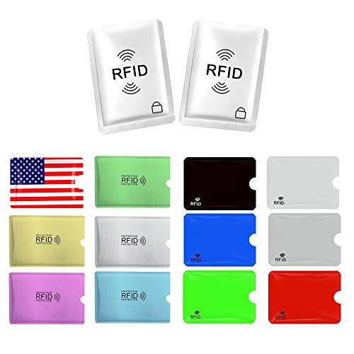 Product Cover Credit Card Sleeve, 14PCS RFID Sleeves Credit Card Protectors for Identity Theft Protection (Set of 12 Credit Card Protector Sleeves + 2 Passport Holders)