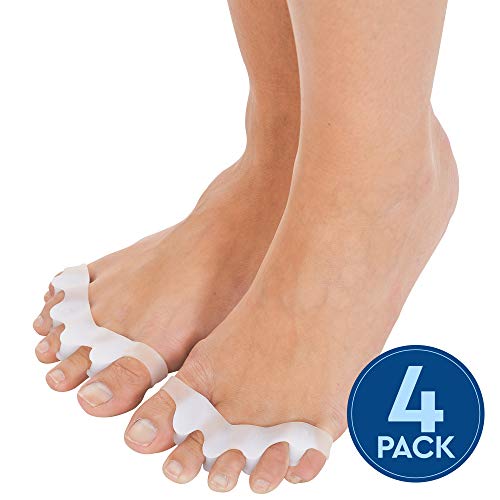 Product Cover Toe Separators, Straighteners & Spacers, Corrects Toes And Bunion (Universal Size) - White (Two Pairs) 4 Pieces