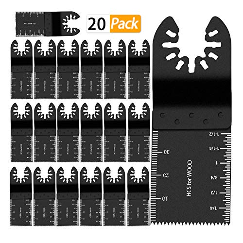 Product Cover Oscillating Saw Blades, 20 Metal Wood Oscillating Multifunctional Quick Release Saw Blades, Universal Multi-tool Cutting High-carbon Steel Kit Fits Dewalt, Porter Cable, Rockwell and More (20PCS)