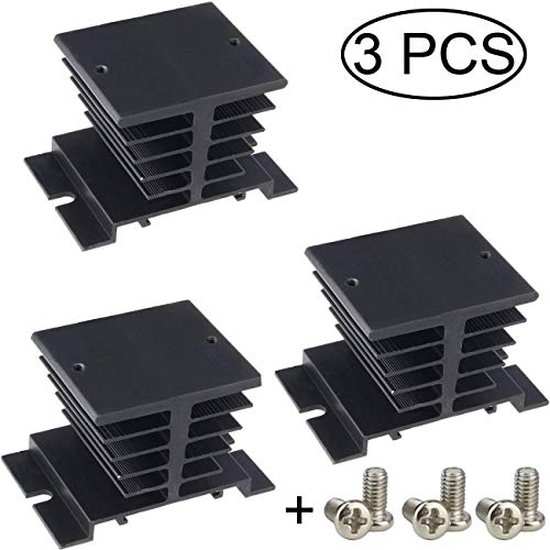 Product Cover TIHOOD 3PCS Aluminum Heat Sink SSR Dissipation for Single Phase Solid State Relay 10A-40A Black