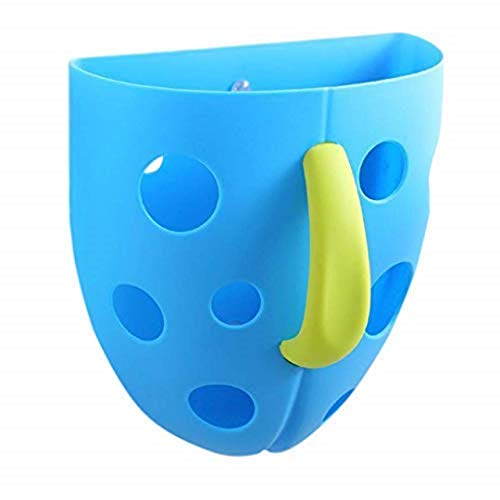 Product Cover Fun Baby Bath Toy Organizer/Storage, Holds Lots of Tub Toys for Kids, Delights Children, Scoop, Rinse and Drain, Bathtub Toy Holders, 2 Suction Cups and Self Sticking Hook - Blue