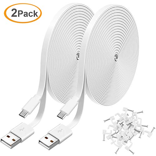 Product Cover 2 Pack 20FT Power Extension Cable Compatible with WyzeCam, Wyze Cam Pan, NestCam Indoor,Blink, Yi Camera,Amazon Cloud Camera,USB to Micro USB Durable Charging and Data Sync Cord