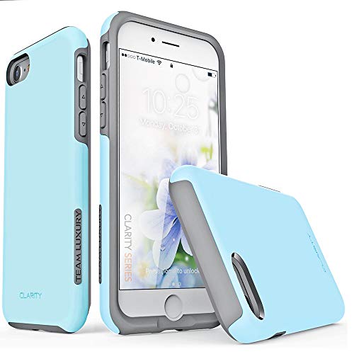 Product Cover TEAM LUXURY [Clarity Series Case for iPhone 7 & 8, Updated G-II Ultra Defender [Shock Absorbent] Premium Protective Phone Case (4.7 Inch) - Sky Blue/Gray