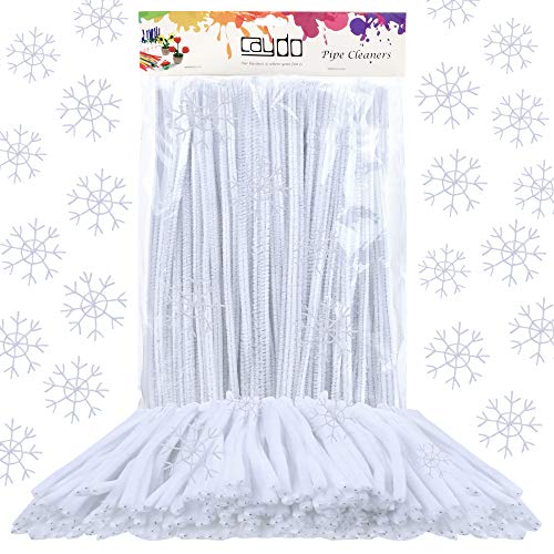 Product Cover Caydo 350 Pieces Chenille White Pipe Cleaners for DIY, Art Creative Crafts Decorations (6 mm x 12 inch)