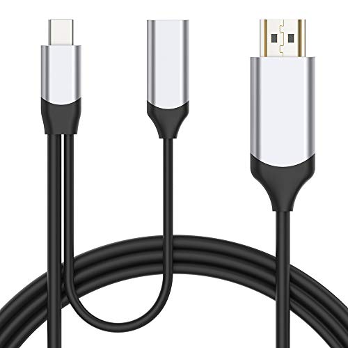 Product Cover Fix4U USB C to HDMI Cable with PD(4K@60Hz), 6Ft USB Type C to HDMI Cable Braided Thunderbolt 3 Compatible with MacBook Pro/iPad Pro/MacBook Air 2018, iMac 2017, Surface Book 2, Samsung Galaxy S10/Note