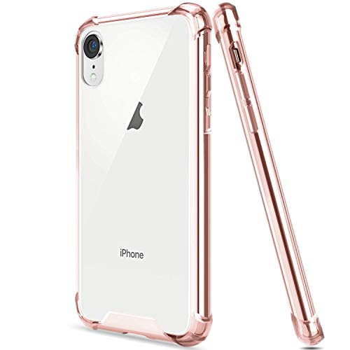 Product Cover Egotude Shock Proof Clear Transparent Hard Back Hybrid Soft Bumper Anti Scratch Cover Cases for iPhone XR (Rose Gold)