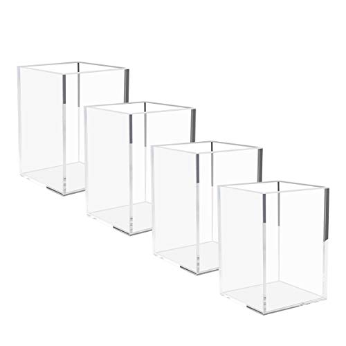 Product Cover NIUBEE Acrylic Pen Holder 4 Pack,Clear Desktop Pencil Cup Stationery Organizer for Office Desk Accessory