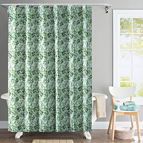 Product Cover Deco Window Polyester Water Repellent Shower Curtain with Hooks (72x84inch, Brush Leaf Green)