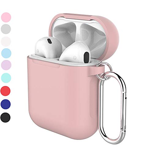Product Cover Airpods case,Erwubala Airpod Protective Case Cover Soft Silicone Skin with Keychain Compatible for Apple Airpods 2 & 1(Pink)