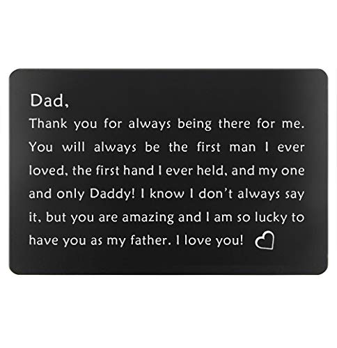 Product Cover Birthday Gifts for Dad from Daughter, Fathers Day Gifts Ideas, Dads Christmas Present, Engraved Wallet Insert for Father (Black, Gifts for Dad)