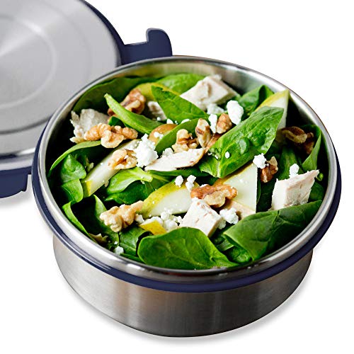 Product Cover LunchBots Salad Bowl Lunch Container - 4-Cup - Leak Proof Lid - Stainless Steel Inside - Not Insulated - BPA Free, Dishwasher Safe - Navy - 4 cup