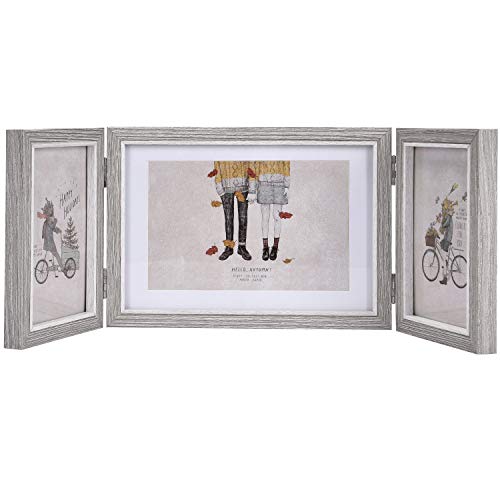 Product Cover WENMER Rustic Three Picture Frames Triple Hinged Picture Frame Display 4x6 and 5x7 Pictures for Desktop or Tabletop 1 Pack