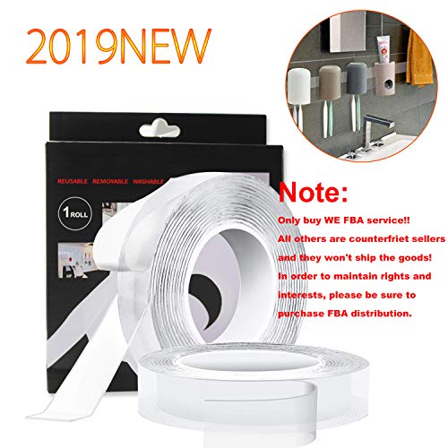 Product Cover 10 FT Reusable Traceless Tape - Multifunction Nano Movable Washable Tape Transparent Double-Sided Gel mat Adhesive Tape for Paste Photos and Posters, fix Carpet mats, Paste Items etc (9.85 FT)