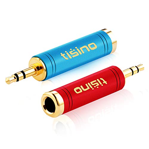 Product Cover TISINO 3.5mm to 1/4 Adapter, Gold-Plated Pure Copper 1/8 inch Male Plug to 1/4 inch Female Jack Stereo Adapter - 2 Pack