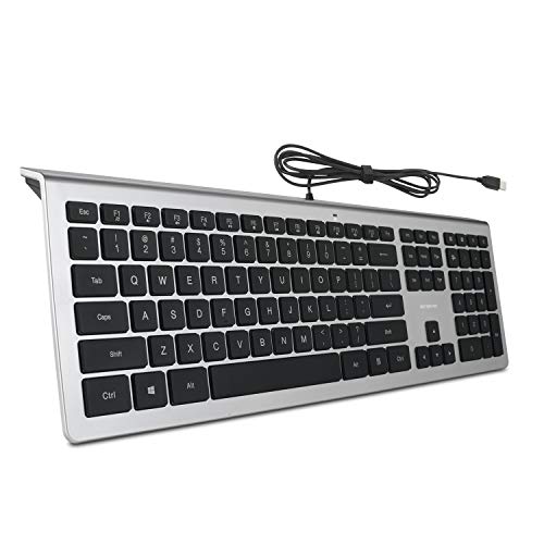 Product Cover BFRIENDit Wired USB RGB Backlit Keyboard, Comfortable Quiet LED Chocolate Keys, Durable Ultra-Slim Wired Computer Keyboard for PC, Windows 10/8 / 7 / Vista, Windows OS - Silver/Black ...