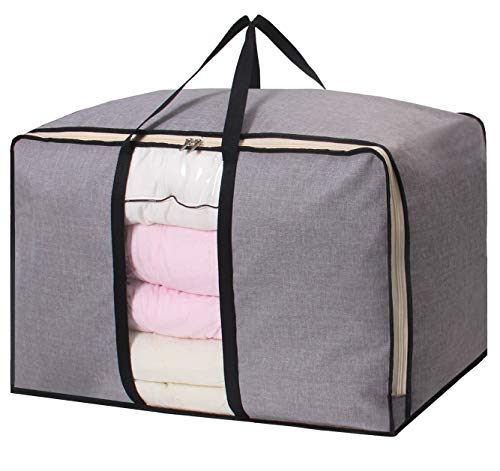 Product Cover SLEEPING LAMB Large Capacity Storage Bag Waterproof Foldable Clothing Organizer Bag for Comforters Blankets Clothes Bedding Breathable Thick Under Bed Storage with Two Handles, Grey