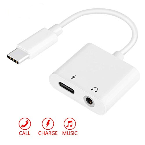 Product Cover 2 in 1 USB C to 3.5mm Headphone Adapter, high Resolution Noise canceling Type C Adapter DAC, Headphone Converter dongle and Charging Adapter, Compatible with Google Pixel 3/3 XL / 2 XL XL HTC etc.