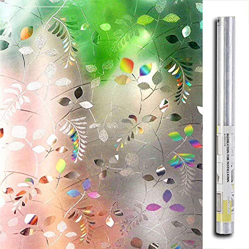 Product Cover LEMON CLOUD Window Film No Glue Privacy Stained Glass Decorative Window Film (23.6In. by 78.7In, 3D Leaf)