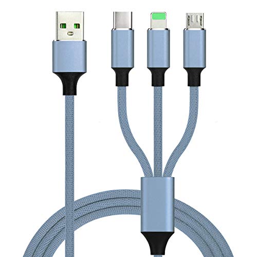Product Cover SVEUC 2Pack Multi Charging Cable Multi Charger Cable USB Multi Cable 3 in 1 Charging Cable 4ft/1.2m Nylon Braided 3-1 Charging Cable for Phones(Gray)