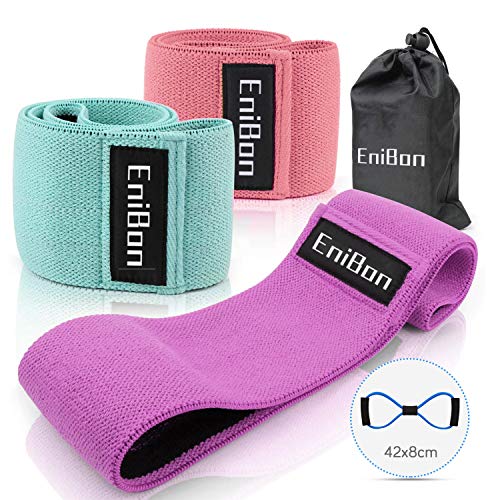 Product Cover EniBon Resistance Bands for Legs and Butt, Wide Exercise Booty Bands Loop Anti-slip Elastic Fabric Workout Bands with a Figure 8 Resistance Band for Home Fitness, Crossfit, Stretching