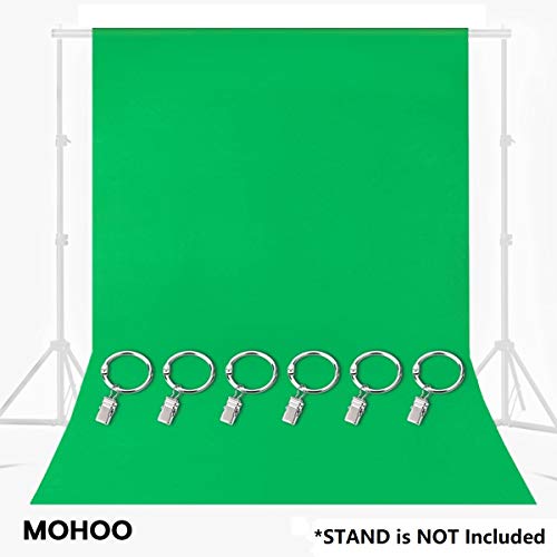 Product Cover MOHOO 7x5FT Green Screen Backdrop, Green Backdrop with Ring Metal Holding Clips, Solid Color Green Screen Photo Backdrop, Studio Photography Backdrop for Studio Video Photo Photo Shot