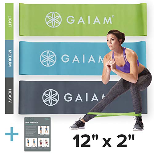 Product Cover Gaiam Restore Mini Band Kit - Set of 3 (Light, Medium, Heavy) Lower Body Loop Resistance Bands for Legs and Booty Exercises & Workouts (12