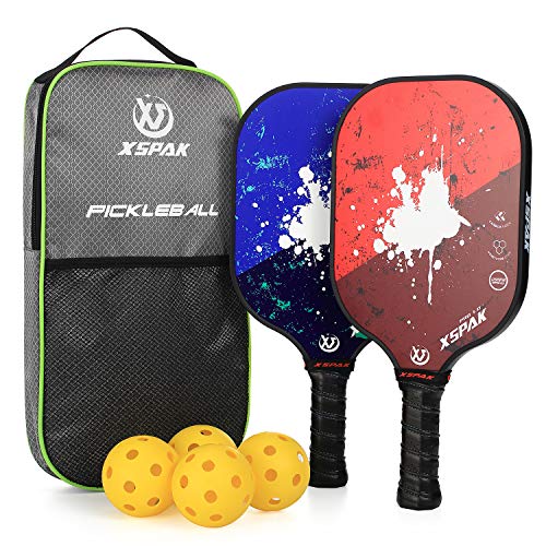 Product Cover XS XSPAK Graphite Pickleball Paddle Set, Lightweight Graphite Honeycomb Composite Core Paddles Sets of 2 Including Racket Bag and 4 Balls, USAPA Approved