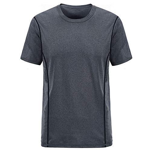 Product Cover CLAKCO Mens T Shirts,Short Sleeve Tee,Fashion Stretch Sports Quick-Dry T-Shirt for Men (L(45-46), Gray)