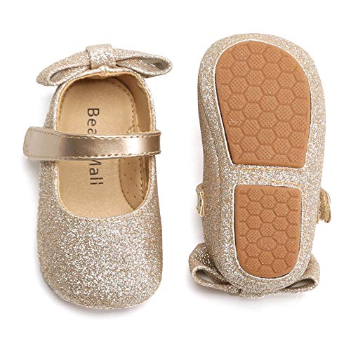 Product Cover Felix & Flora Infant Baby Girl Shoes Soft Sole Toddler Ballet Flats Baby Walking Shoes(9-12 Months Infant,Glitter Gold)