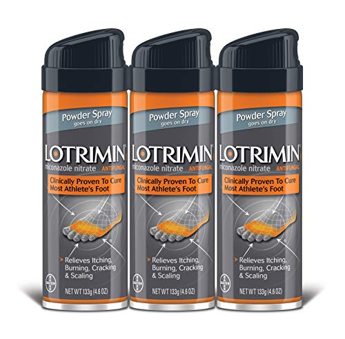Product Cover Lotrimin AF Athlete's Foot Powder Spray, Miconazole Nitrate 2%, Clinically Proven Effective Antifungal Treatment of Most AF, Jock Itch and Ringworm, 4.6 Ounce Spray Can (Pack of 3)