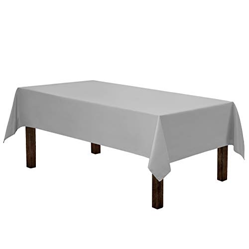 Product Cover Gee Di Moda Rectangle Tablecloth - 60 x 84 Inch - Silver Rectangular Table Cloth in Washable Polyester - Great for Buffet Table, Parties, Holiday Dinner, Wedding & More