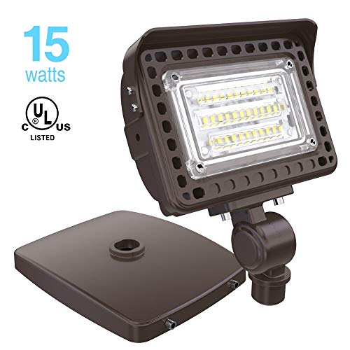 Product Cover HYPERLITE 15W LED Flood Light 1,800Lm 5000K (50W Equivalent) with Knuckle and Wall Mounting IP65 Waterproof Outdoor Landscape Floodlight for Garden Yard Doorways UL Listed