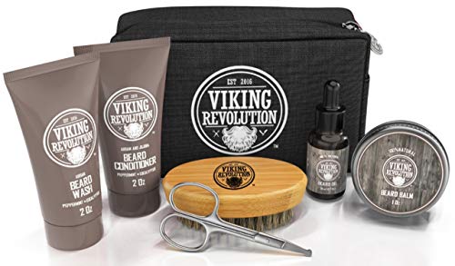 Product Cover Beard Care Kit for Men Gift - Beard Grooming Kit Contains Travel Size Beard Oil, Beard Balm, Beard Shampoo & Conditioner, Beard Brush and Grooming Scissors - Includes Travel Case (Original)