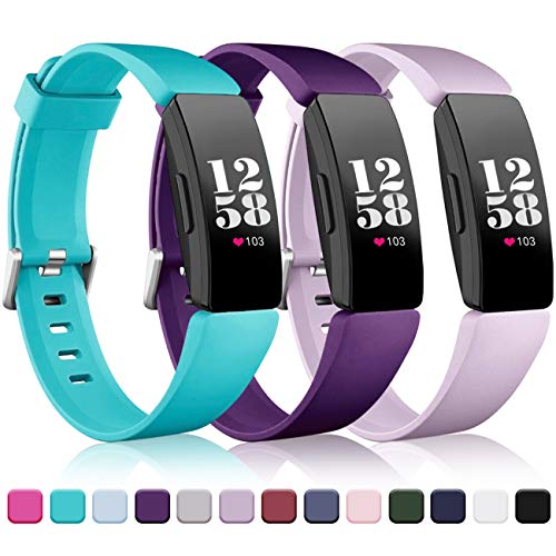 Product Cover Wepro Bands Compatible Fitbit Inspire HR & Ace 2 for Women Men Kids, Small, Replacement Wristband Sports Strap Band for Fitbit Ace 2 & Inspire Fitness Tracker, Teal, Plum, Lilac