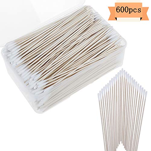 Product Cover Xgood 600 Packs Cotton Swabs Gun Cleaning Swabs 6 Inch Wooden Long Makeup Cotton Swabs Single Tip Cleaning Swabs Firearm Cleaning with Storage Case for Jewelry Ear Cleaning