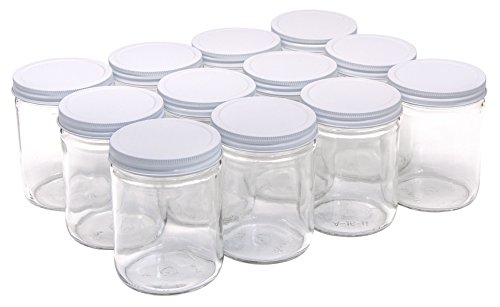 Product Cover North Mountain Supply 16 Ounce Glass Wide Mouth Straight-Sided Canning Jars - with White Metal Lids - Case of 12