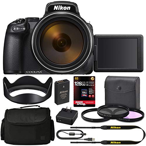 Product Cover Nikon COOLPIX P1000 Digital Camera (Black) 26522 + 128GB 4K AOM Pro Kit: International Version (1 Year AOM Warranty)