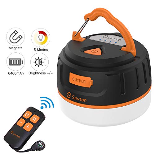 Product Cover Siivton Camping Lantern, LED Tent Light with Remote Control & Power Bank 6400mAh, USB Camping Light Rechargeable Ultra Bright LED Mini Lantern for Holiday Decor