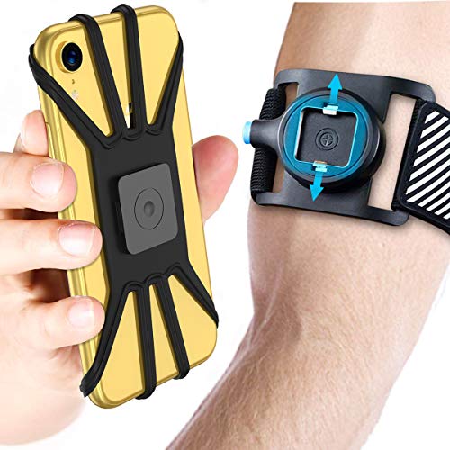 Product Cover Quick Mount Phone Armband for iPhone 11 Pro Max/Xs Max/XS/XR/X/8 plus/8/7 Plus, for Samsung Galaxy S10 Plus/S10/S10e/Note 9/Note 8, Detachable Workout Sports Arm Band, Phone Holder for Running Hiking