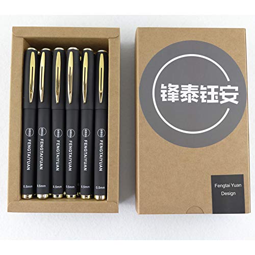 Product Cover Fengtaiyuan P18, 0.5mm Black Gel Pens, Gel Ink Rollerball Pens for Office, Extra Point, Matt Type, 18 Pack