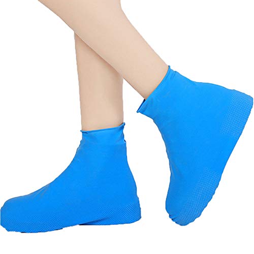Product Cover Silicone Show Covers, Waterproof Shoe Covers, Reusable Silicone Boot and Shoe Covers for Men Women Silicone Rubber Shoe Protectors for Indoor and Outdoor Protection (M US 5-8) Blue