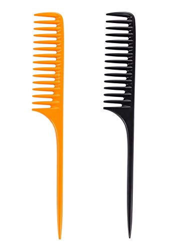 Product Cover Louise Maelys 2pcs Wide Tooth Tail Comb for Curly Hair Styling Detangle Hair Combs Black and Yellow