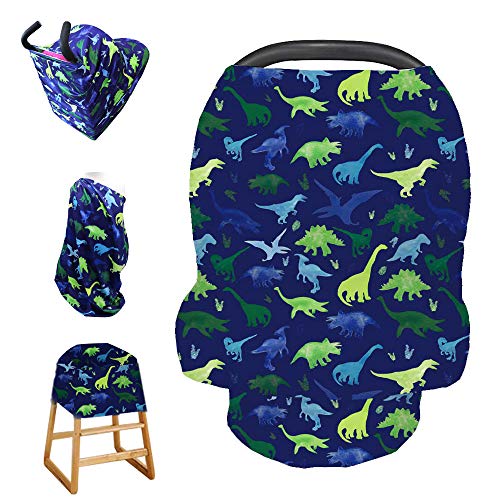 Product Cover Stretchy Baby Car Seat Cover for Baby Boys and Girls,Multiuse - Nursing Breastfeeding Covers,Shopping Cart/High Chair/Stroller Covers,Infinity Scarf,Car Seat Canopies(Watercolor Dinosaur)