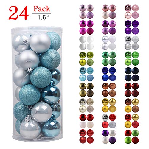 Product Cover GameXcel Christmas Balls Ornaments for Xmas Tree - Shatterproof Christmas Tree Decorations Perfect Hanging Ball Sky Blue & Silver 1.6