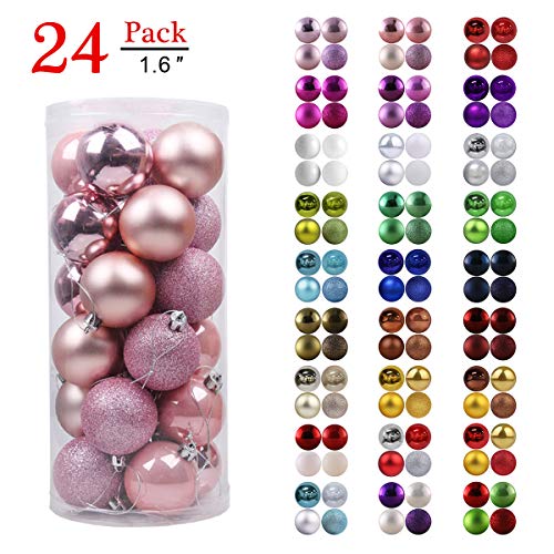 Product Cover GameXcel Christmas Balls Ornaments for Xmas Tree - Shatterproof Christmas Tree Decorations Perfect Hanging Ball Pink 1.6