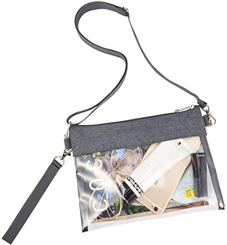 Product Cover GreenPine Clear Crossbody Purse Bag - NFL,NCAA Stadium Approved Clear Tote Bag with Adjustable Shoulder Strap (Grey)