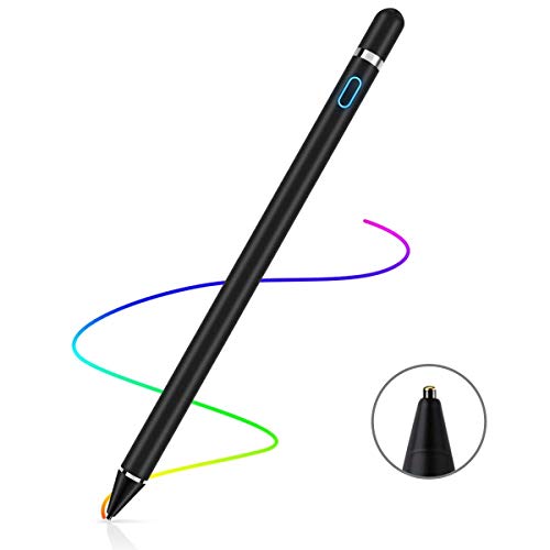 Product Cover Stylus Pen for Touch Screens Rechargeable 1.5mm Fine Point Active Stylus Pen Smart Pencil Digital Compatible iPad and Most Tablet (Black)
