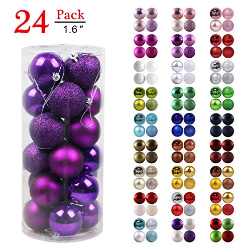 Product Cover GameXcel Christmas Balls Ornaments for Xmas Tree - Shatterproof Christmas Tree Decorations Perfect Hanging Ball Purple 1.6